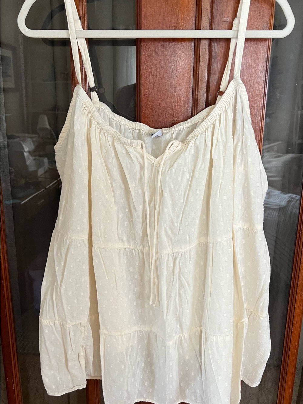Old Navy Cream Swiss Dot Spaghetti Strap Top